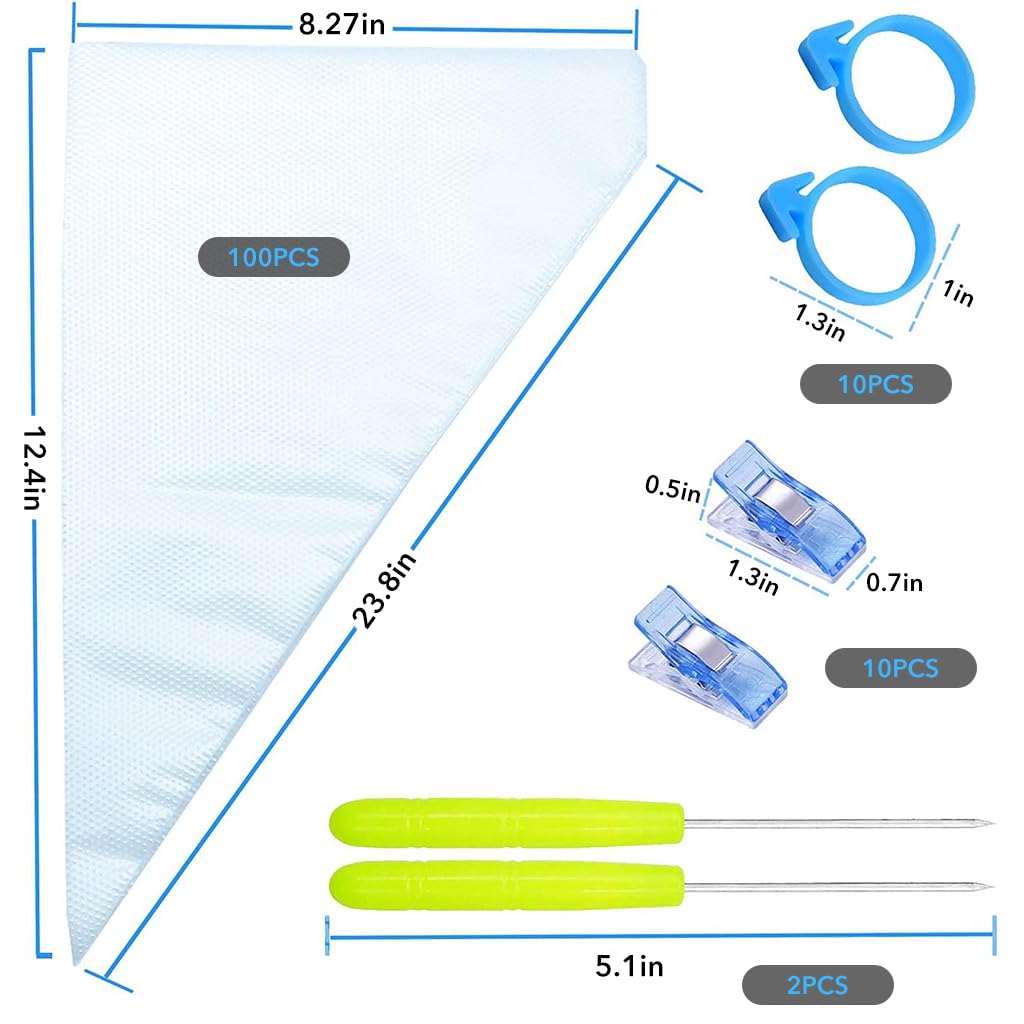HASTHIP Tipless Piping Bags, 100Pcs Piping Pastry Bag for Royal Icing/Cookies Decorating, Cake Decorating Supplies Kit with 10 Piping Bags Ties, 10 Bag Clips & 2 Scriber Needle HASTHIP Tipless Piping Bags, 100Pcs Piping Pastry Bag for Royal Icing/Cookies Decorating, Cake Decorating Supplies Kit with 10 Piping Bags Ties, 10 Bag Clips & 2 Scriber Needle